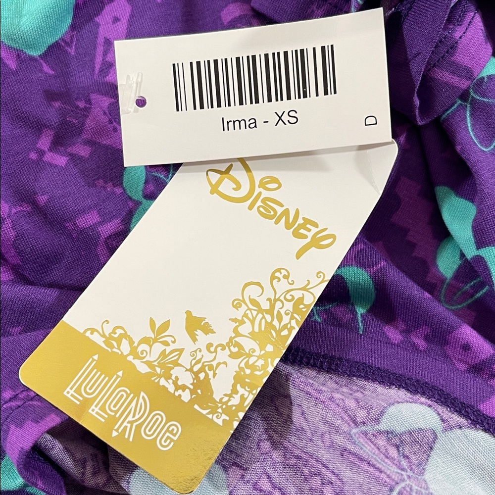 LuLaRoe Disney Irma Mickey Minnie Mouse Aztec Shades of Purple/Teal Shirt XS NEW - Picture 9 of 9